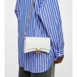 Balenciaga Hourglass Leather Wallet On Chain