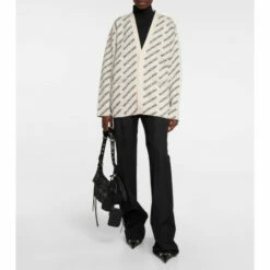 Balenciaga Logo Cotton And Wool-blend Cardigan