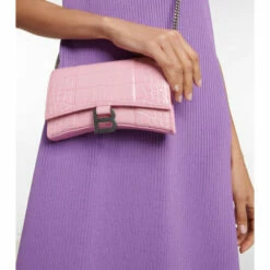 Balenciaga Hourglass Leather Wallet On Chain