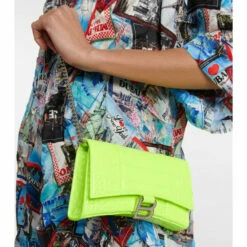 Balenciaga Hourglass Leather Wallet On Chain