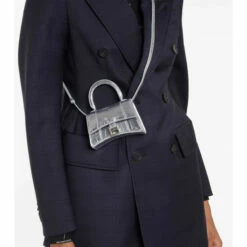 Balenciaga Hourglass Mini Croc-effect Leather Crossbody Bag