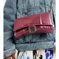 Balenciaga Hourglass Leather Wallet On Chain