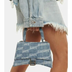 Balenciaga Hourglass Denim Crossbody Bag