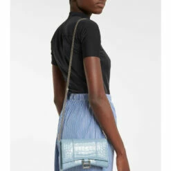 Balenciaga Hourglass Croc-effect Leather Wallet On Chain