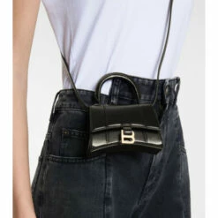 Balenciaga Hourglass Mini Leather Crossbody Bag