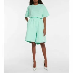 Balenciaga Logo Cotton Shorts