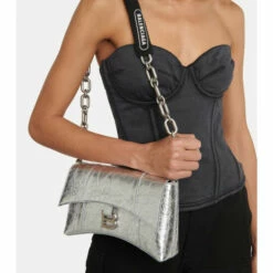 Balenciaga Downtown XS Metallic Leather Shoulder Bag