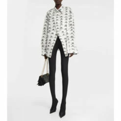 Balenciaga Hand-drawn BB Cotton Poplin Swing Shirt