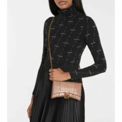 Balenciaga Hourglass Leather Wallet On Chain