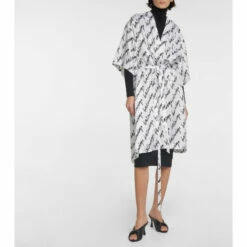 Balenciaga New Scribble Jacquard Silk Midi Dress