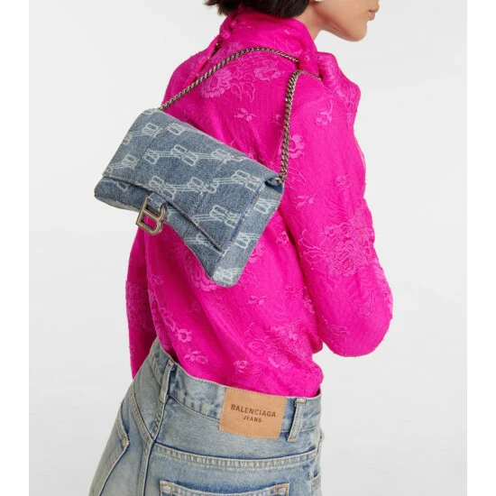 Balenciaga Hourglass Denim Wallet On Chain 1 Balenciaga Hourglass Denim Wallet On Chain