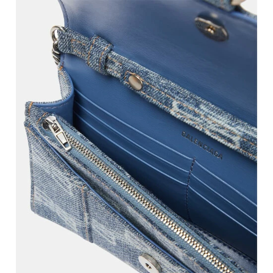 Balenciaga Hourglass Denim Wallet On Chain 2 Balenciaga Hourglass Denim Wallet On Chain - Image 2