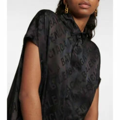 Balenciaga Logo Jacquard Silk Shirt Dress -Balenciaga Sportswear unnamed file 171