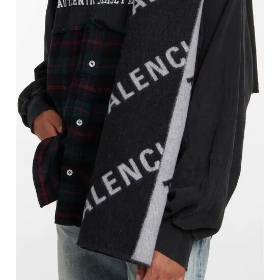 Balenciaga Logo Intarsia Wool Scarf 2 Balenciaga Logo Intarsia Wool Scarf - Image 2