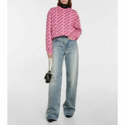 Balenciaga Logo Jacquard Cotton-blend Sweater