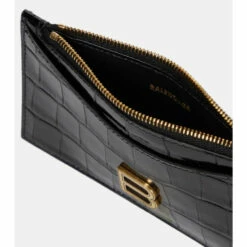 Balenciaga Hourglass Croc-effect Leather Card Holder