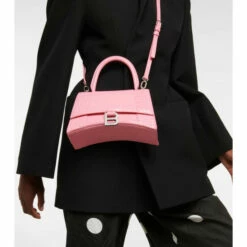 Balenciaga Hourglass Croc-effect Leather Crossbody Bag