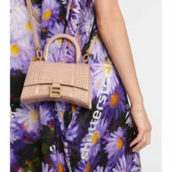 Balenciaga Hourglass XS Croc-effect Leather Crossbody Bag