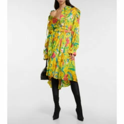 Balenciaga Floral Jacquard Midi Dress