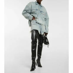 Balenciaga Distressed Denim Miniskirt