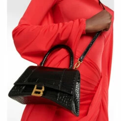 Balenciaga Hourglass Small Croc-effect Leather Crossbody Bag