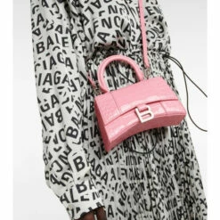 Balenciaga Hourglass Croc-effect Leather Tote Bag