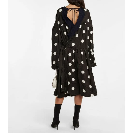 Balenciaga Polka-dot Jacquard Draped Midi Dress 2 Balenciaga Polka-dot Jacquard Draped Midi Dress - Image 2