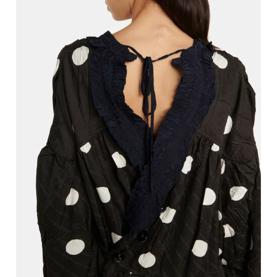 Balenciaga Polka-dot Jacquard Draped Midi Dress 4 Balenciaga Polka-dot Jacquard Draped Midi Dress - Image 4