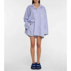 Balenciaga Pinstriped Cotton Pajama Top