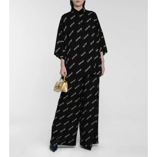 Balenciaga Logo Silk Shirt 1 Balenciaga Logo Silk Shirt