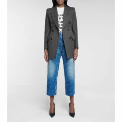 Balenciaga Hourglass Houndstooth Virgin Wool Blazer