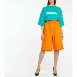 Balenciaga Mid-rise Cotton Twill Wide-leg Shorts
