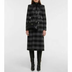 Balenciaga Hourglass Checked Wool Coat