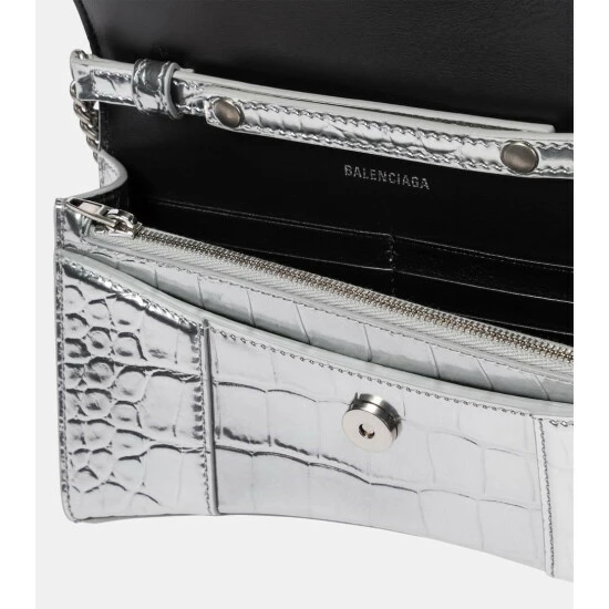 Balenciaga Hourglass Croc-effect Leather Wallet On Chain 2 Balenciaga Hourglass Croc-effect Leather Wallet On Chain - Image 2