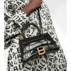 Balenciaga Hourglass XS Croc-effect Leather Crossbody Bag