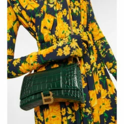 Balenciaga Hourglass Croc-effect Leather Wallet On Chain