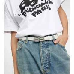 Balenciaga BB Hourglass Thin Leather Belt