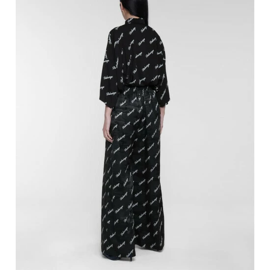 Balenciaga Logo High-rise Wide-leg Silk Pants 2 Balenciaga Logo High-rise Wide-leg Silk Pants - Image 2