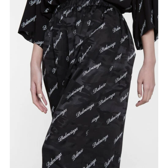 Balenciaga Logo High-rise Wide-leg Silk Pants 3 Balenciaga Logo High-rise Wide-leg Silk Pants - Image 3