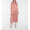 Balenciaga Checked Silk Shirt Midi Dress
