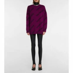 Balenciaga Logo Intarsia Wool Sweater