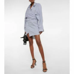 Balenciaga Striped Cotton And Silk Shirt Dress