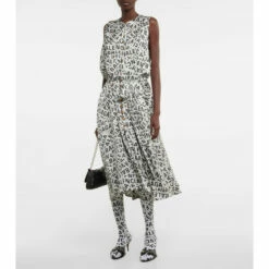 Balenciaga Logo Satin Shirt Dress