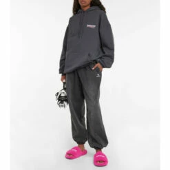 Balenciaga Furry Faux Shearling Slides