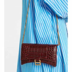 Balenciaga Hourglass Leather Wallet On Chain