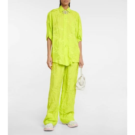 Balenciaga Logo Jacquard Satin Shirt 1 Balenciaga Logo Jacquard Satin Shirt