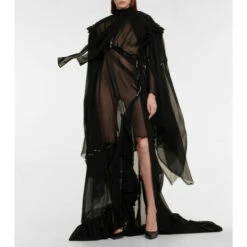 Balenciaga Ruffle-trimmed Draped Georgette Gown