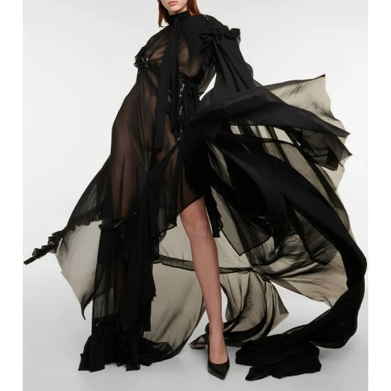 Balenciaga Ruffle-trimmed Draped Georgette Gown 2 Balenciaga Ruffle-trimmed Draped Georgette Gown - Image 2