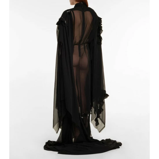 Balenciaga Ruffle-trimmed Draped Georgette Gown 3 Balenciaga Ruffle-trimmed Draped Georgette Gown - Image 3