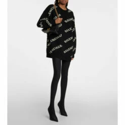 Balenciaga Logo Intarsia Wool Sweater